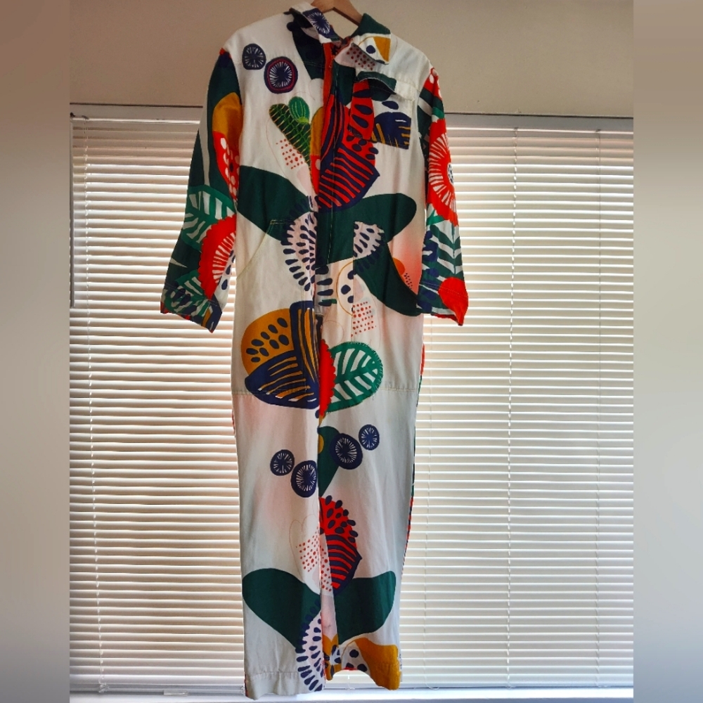 One of a Kind Jumpsuit Handmade Funky Large Floral Print L/XL